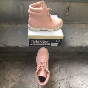 Pink timberland inspired boots